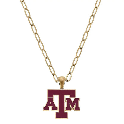 Texas A&M Aggie Enamel Pendant Necklace