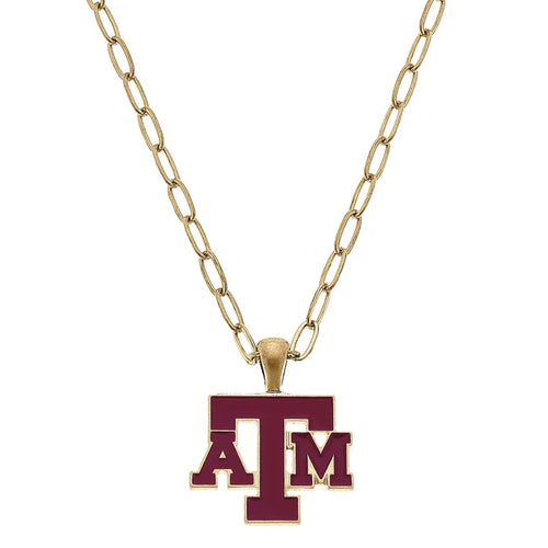 Texas A&M Aggie Enamel Pendant Necklace