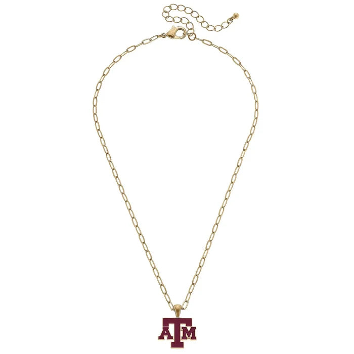 Texas A&M Aggie Enamel Pendant Necklace