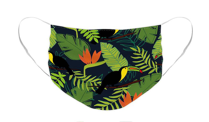 Toucan Jungle Pattern - Face Mask