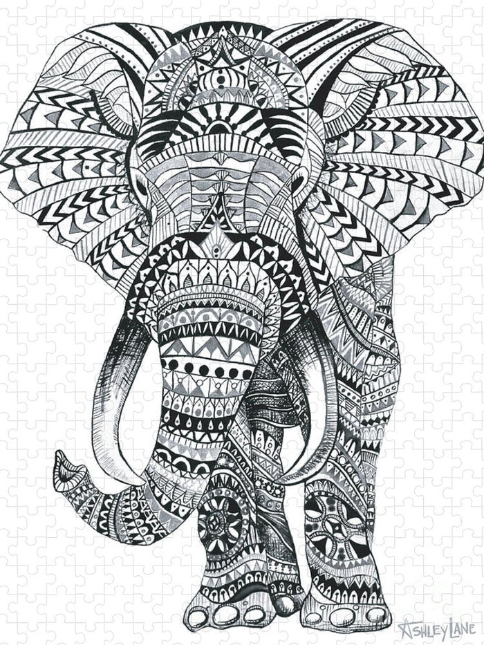 Tribal Elephant Mandala - Puzzle