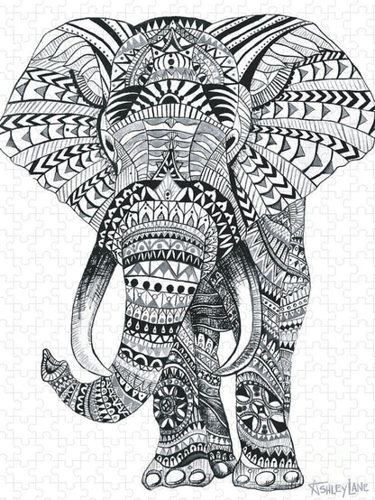 Tribal Elephant Mandala - Puzzle
