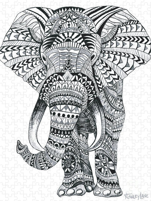 Tribal Elephant Mandala - Puzzle