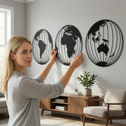 World Map Metal Wall Art