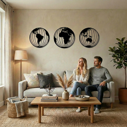 World Map Metal Wall Art