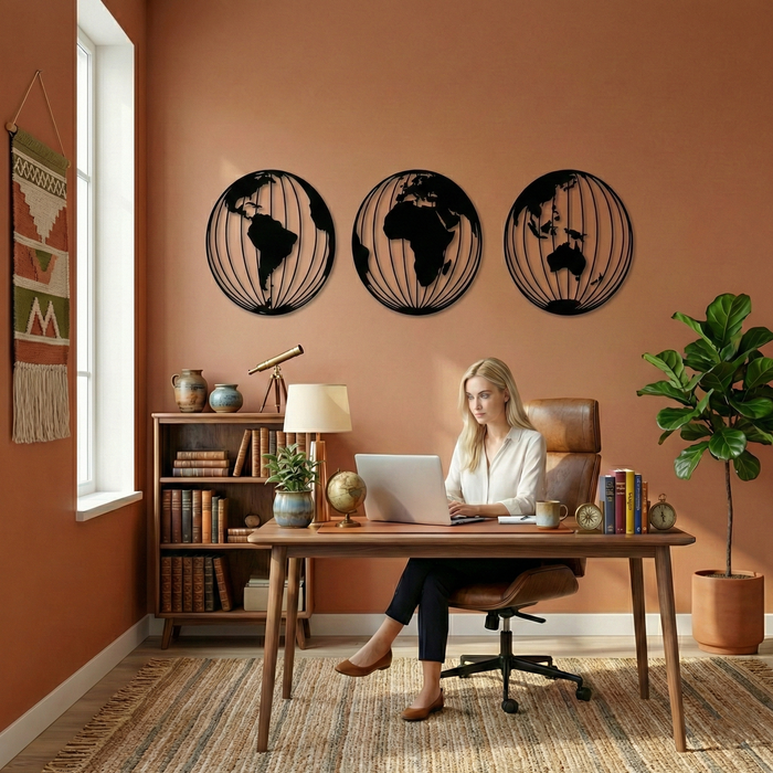 World Map Metal Wall Art