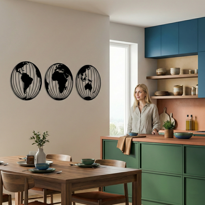 World Map Metal Wall Art